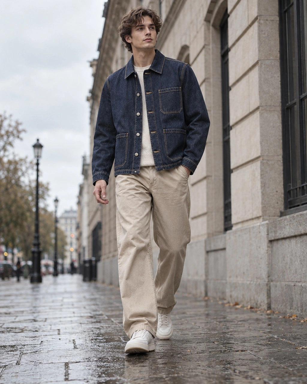 Owned synthetic adult reference wearing a denim jacket