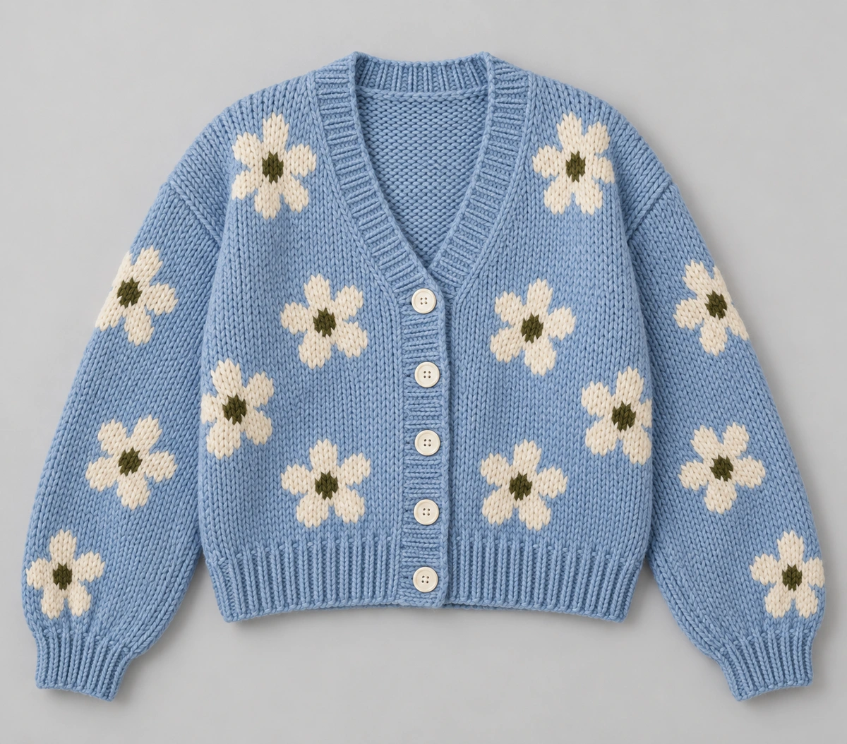 Blue floral cardigan clothing reference